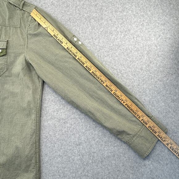 ECKO Unltd Button Up Shirt Men 3XL Green Micro Plaid L/S Epaulets Casual Streetw - Picture 12 of 16